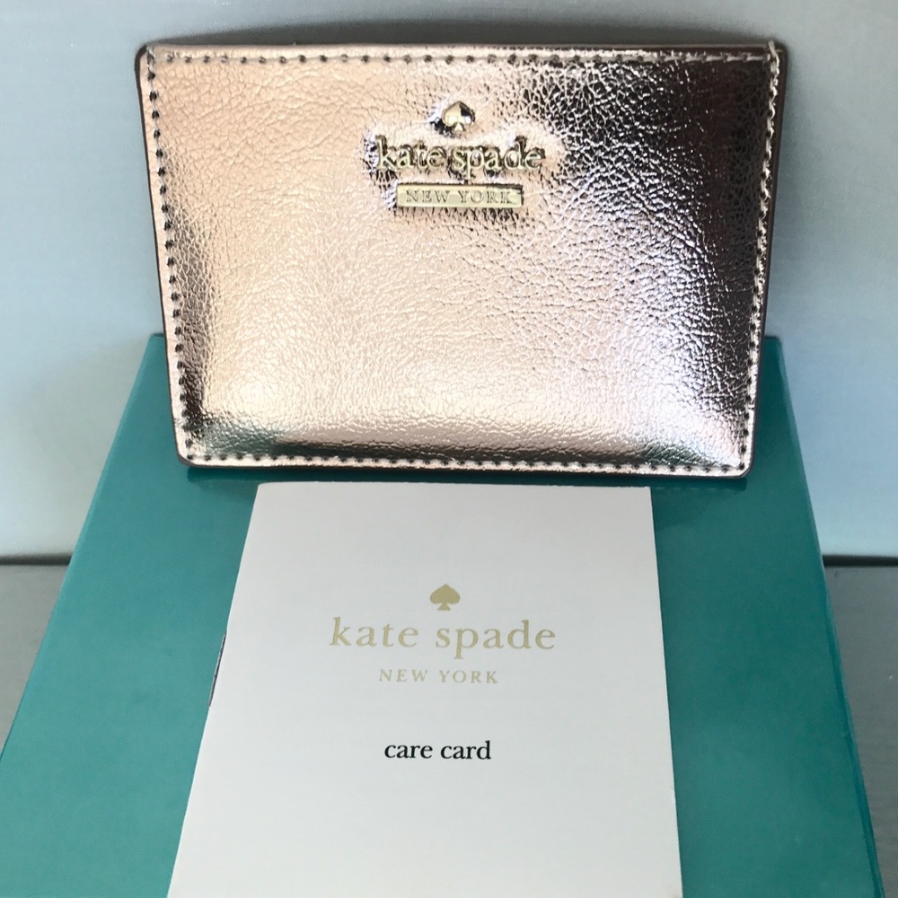 Kate ♠️ rose gold leather card case wallet - Picture 3 of 6